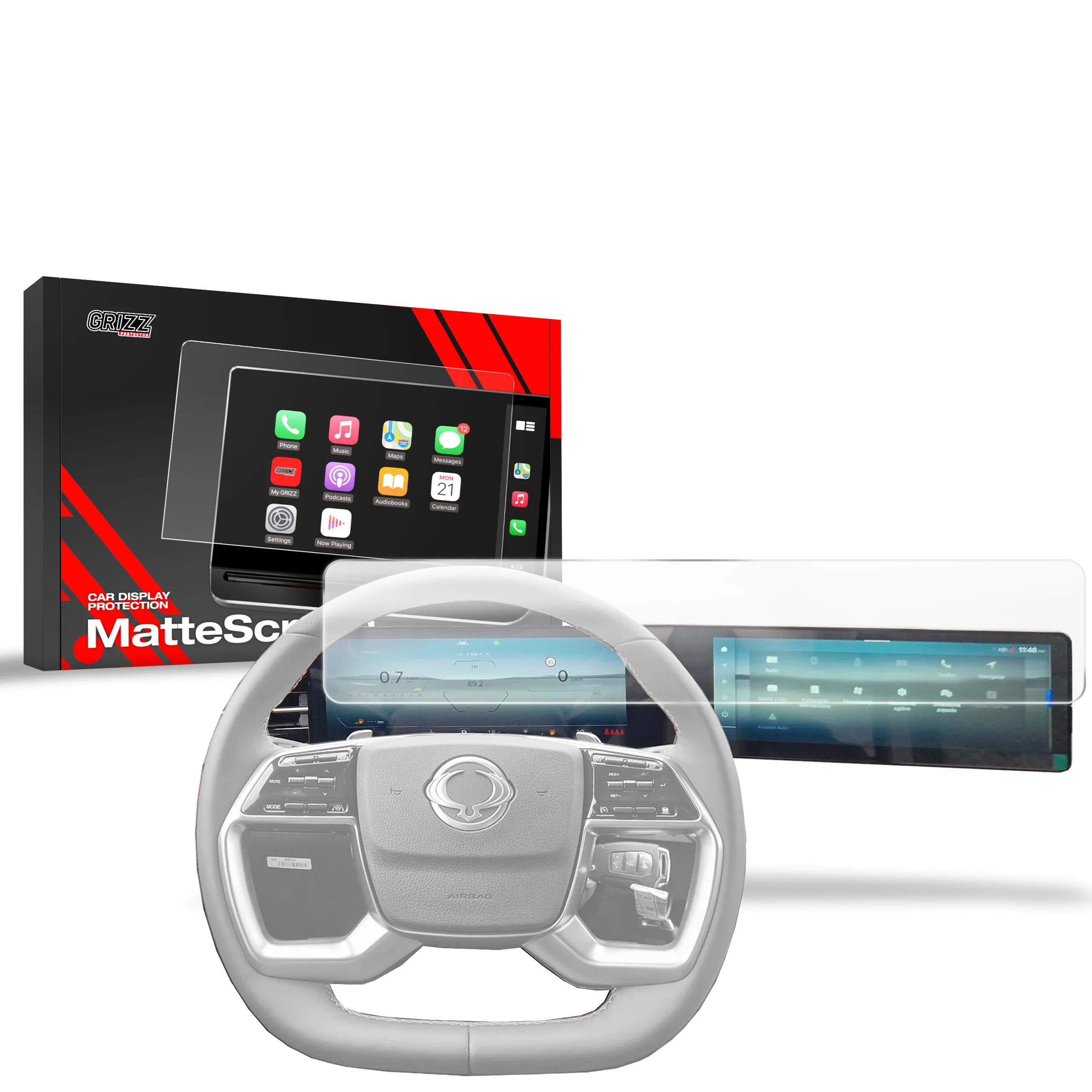 Skjermbeskytter SsangYong Torres 12,3" 2024 - 2025 │ Matt Anti-fingeravtrykk Film Grizz MatteScreen
