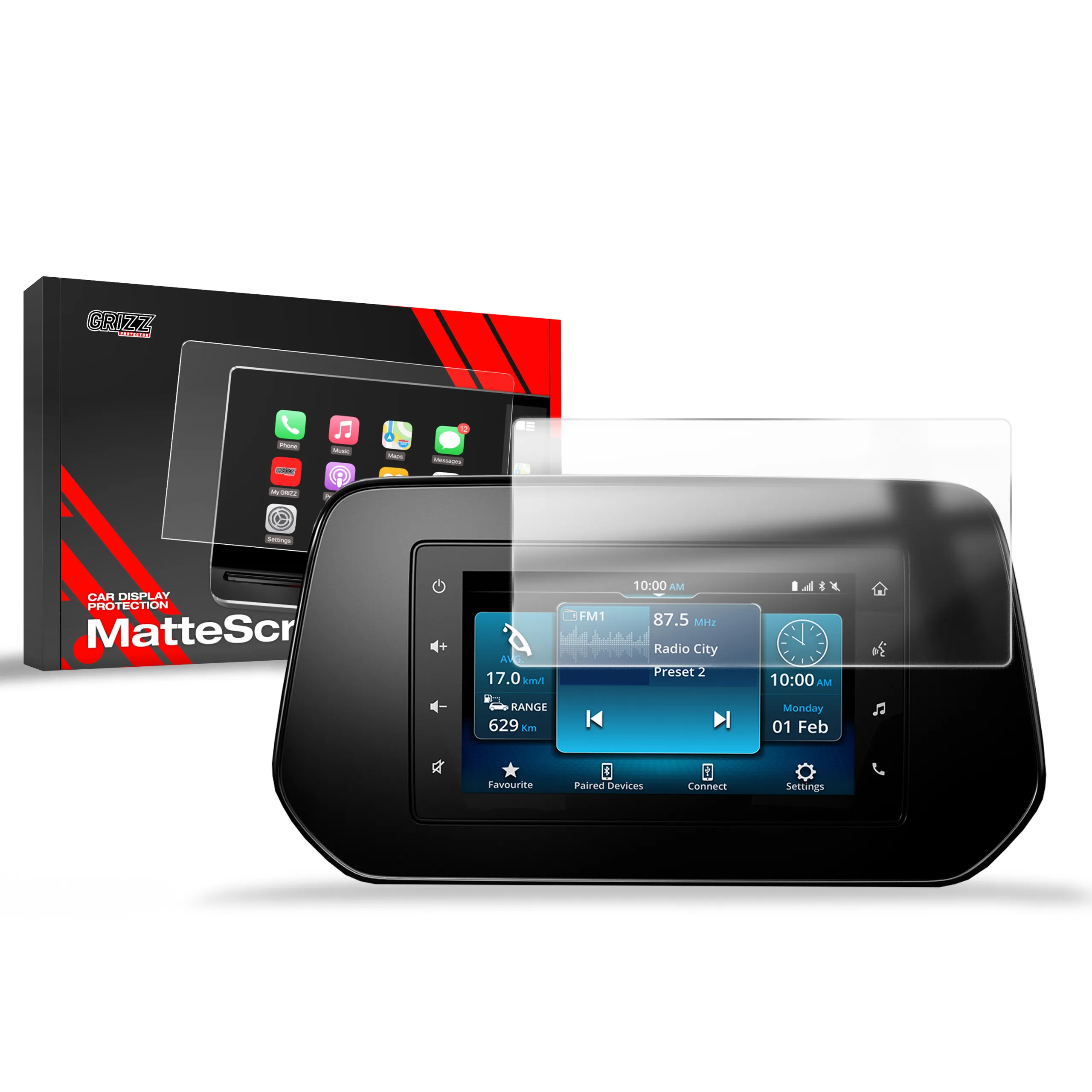 Skjermbeskytter Suzuki S-Cross 7" 2022 - 2025 │ Matt Anti-fingeravtrykk Film Grizz MatteScreen