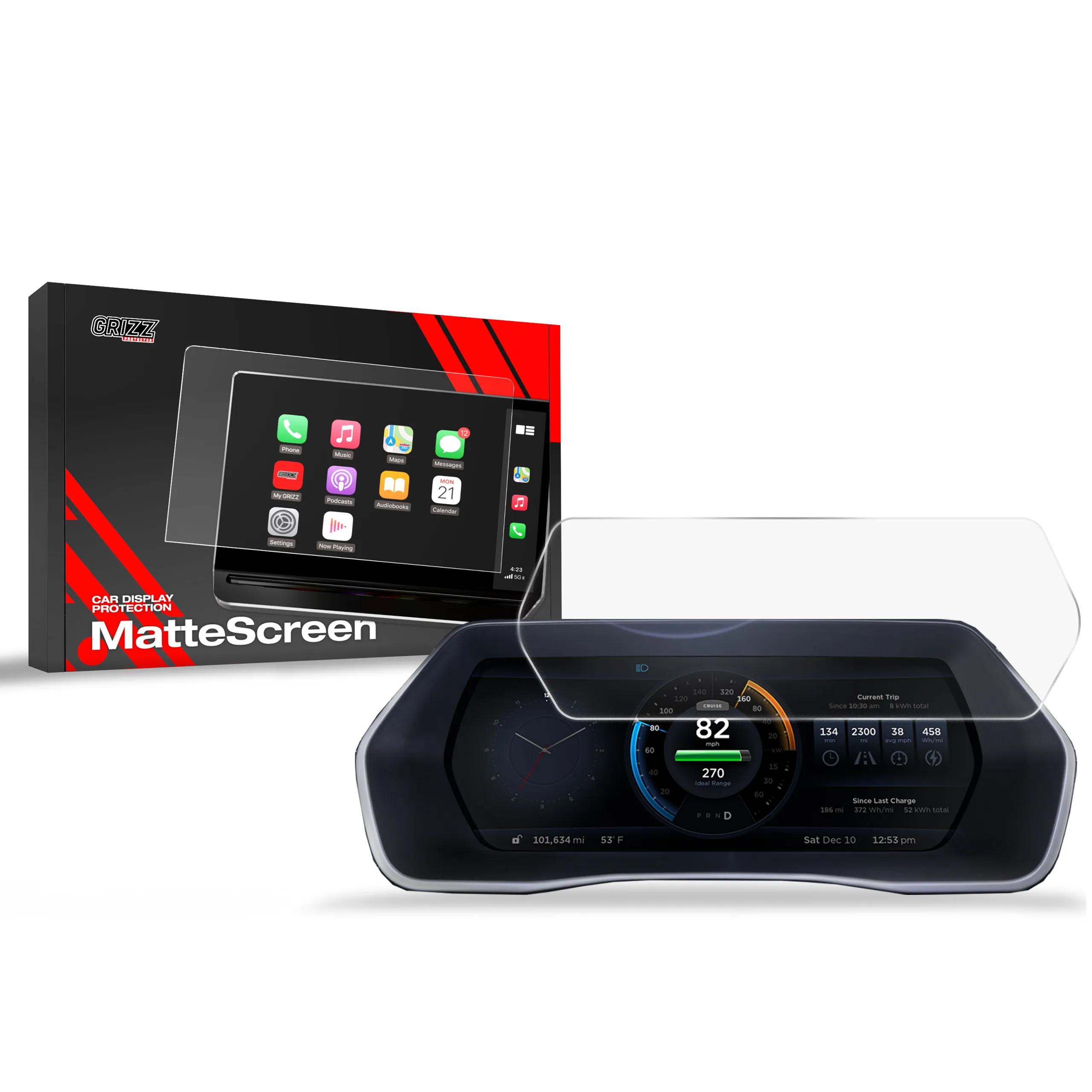 Skjermbeskytter Tesla Model S 12,3" 2012 - 2021 │ Matt Anti-fingeravtrykk Film Grizz MatteScreen