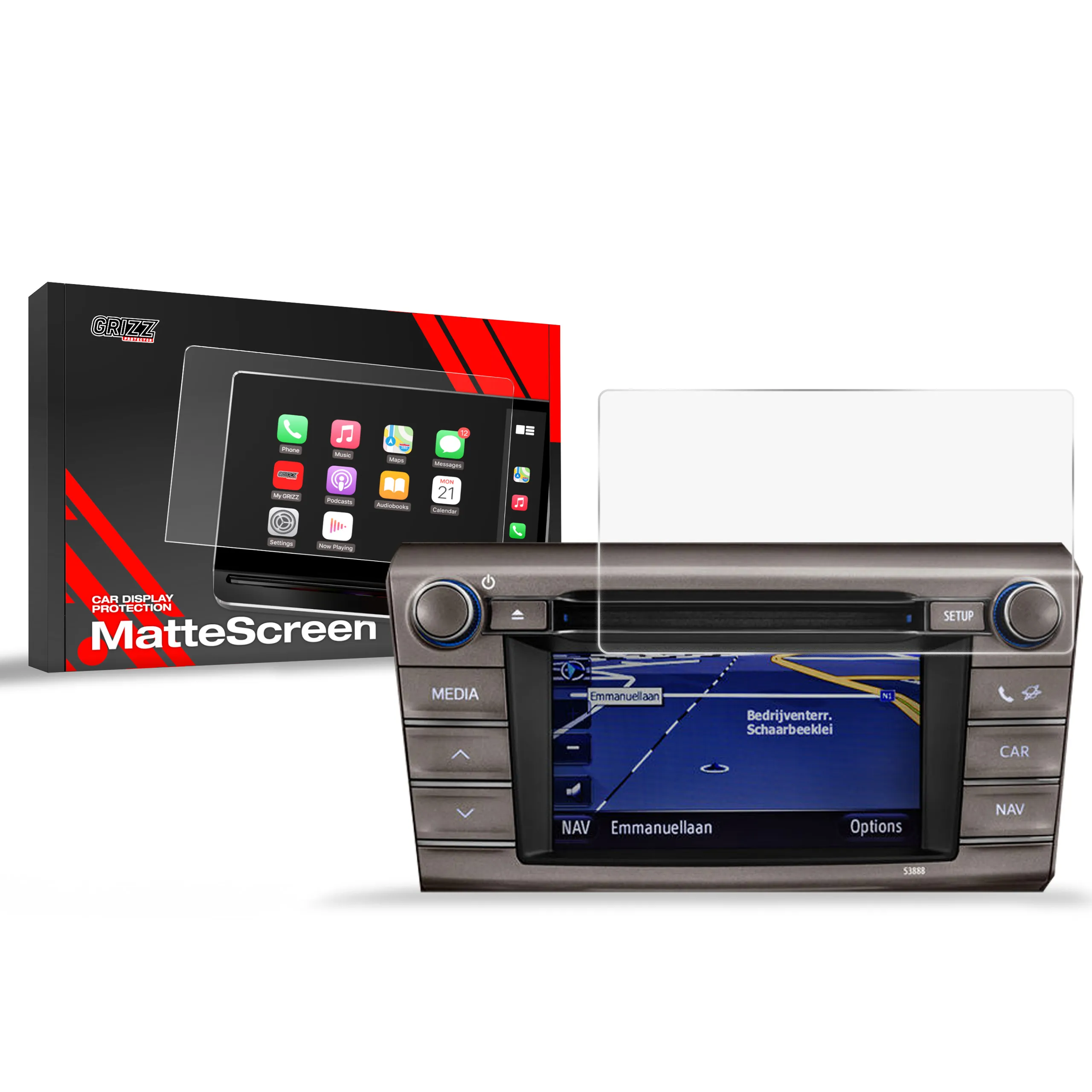 Skjermbeskytter Toyota RAV4 IV 2013 - 2018 150 x 90 │ Matt Anti-fingeravtrykk Film Grizz MatteScreen