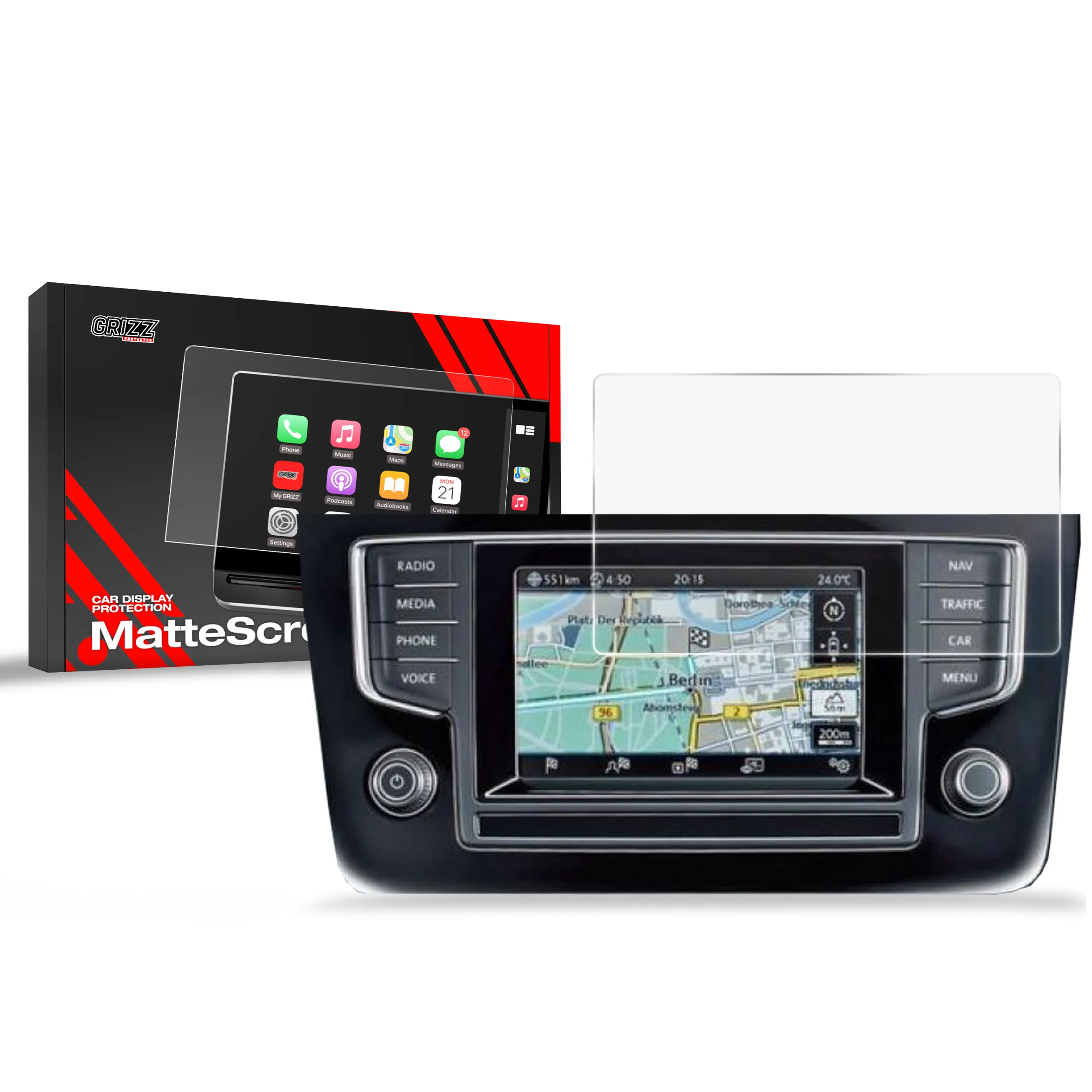 Skjermbeskytter VW Golf VI Discover Media 1 gen. 2013 - 2015 │ Matt Anti-fingeravtrykk Film Grizz MatteScreen