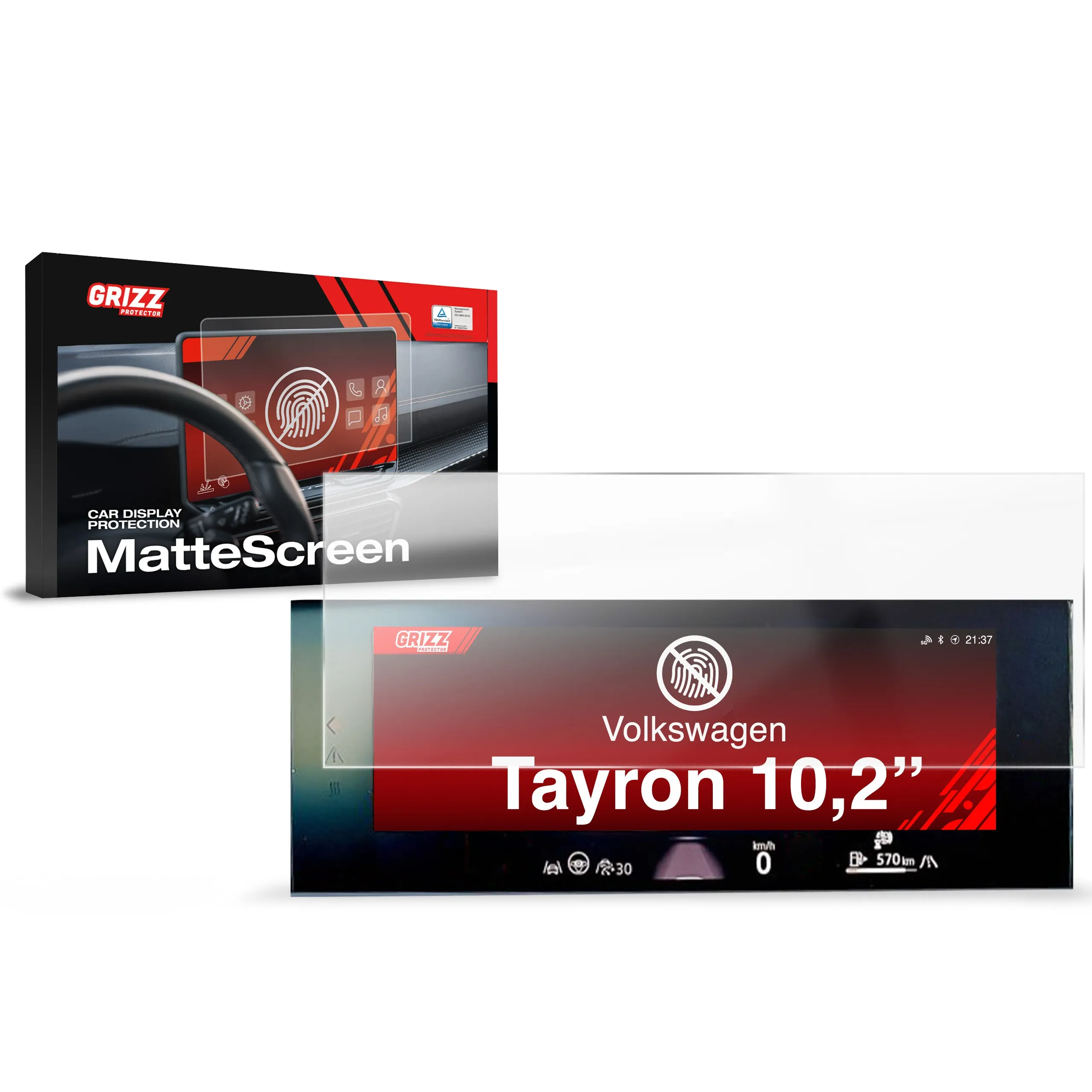 Skjermbeskytter VW Tayron II 2024 - 2026 │ Anti-fingeravtrykk skjermfolie Gjennomsiktig Grizz CarDisplay120