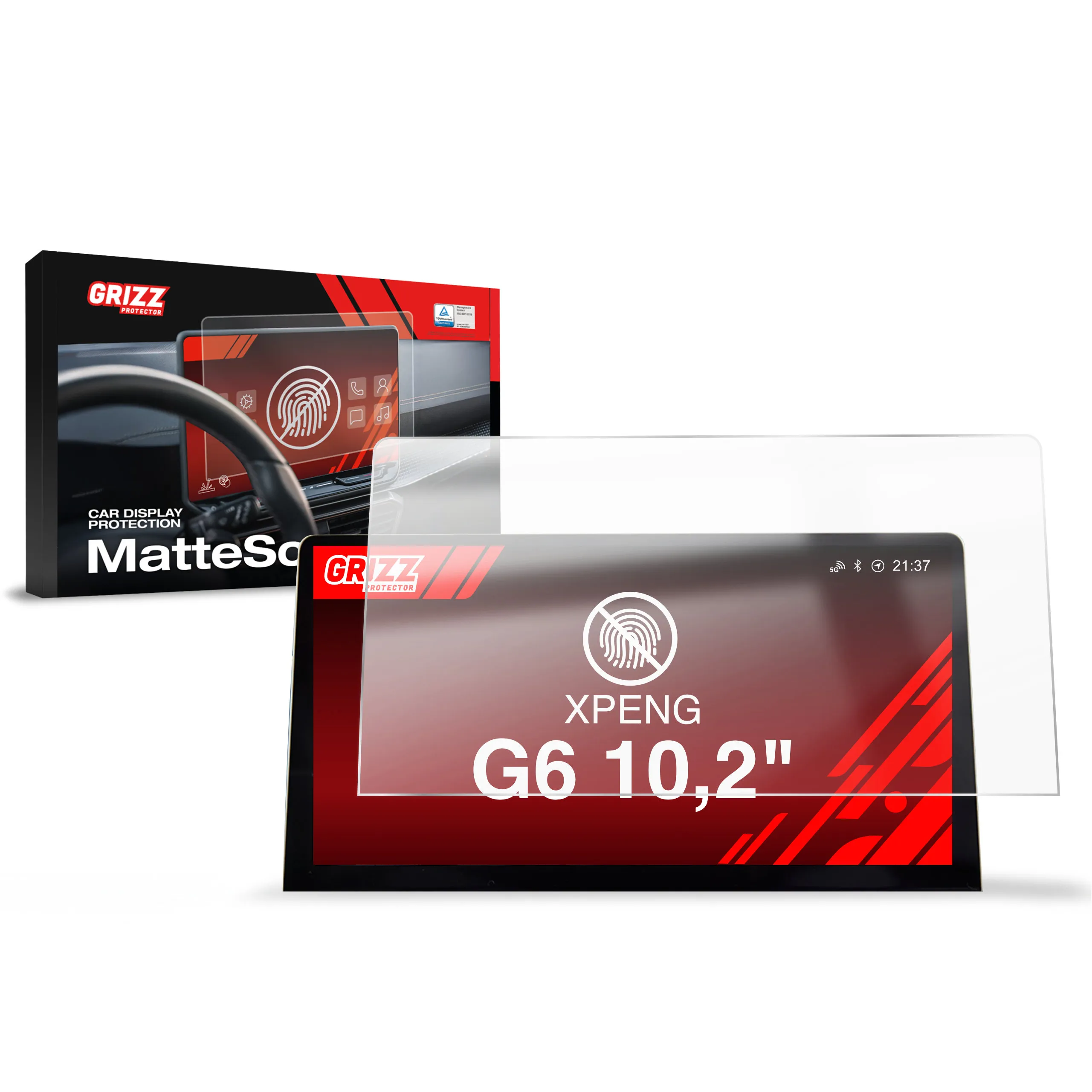Skjermbeskytter Xpeng G6 2023 - 2025 │ for 10,2" skjerm - Matt Anti-fingeravtrykk Film Grizz MatteScreen