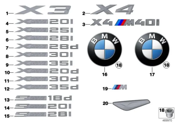 Skjermdeksel emblem venstre BMW X3 (F25) / BMW X4 (F26) 2014 - 2018 │ Chrome Edition – bilde 5