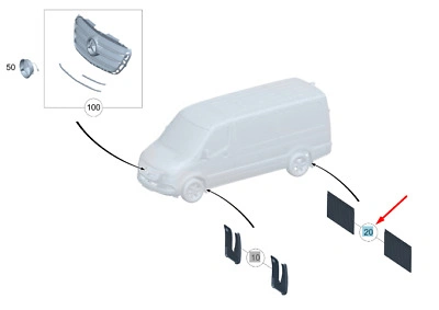Skvettlapper bak Mercedes-Benz Sprinter III (W907 / W910) 2018 -> │ A1 - Genuine® Mud Flaps - sett 2 stk. – bilde 3