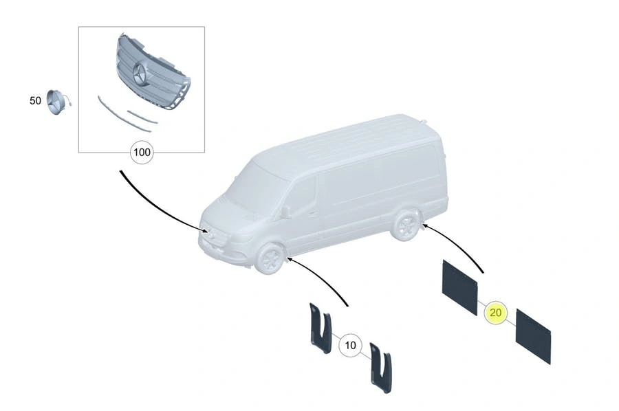 Skvettlapper bak Mercedes-Benz Sprinter III (W907 / W910) 2018 -> │ For tvillinghjul eller supersingle - Genuine® Mud Flaps - sett 2 stk. – bilde 2