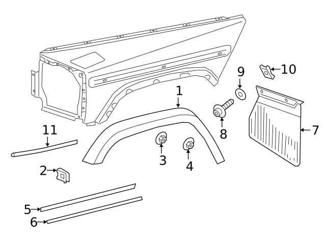 Skvettlapper foran venstre side Mercedes-Benz G (W463) 1990-2018 / Mercedes-Benz G (W464) 2018 - > – bilde 2