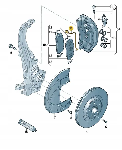 Slitasjevarsler bremseklosser VAG │ framaksel - Genuine® Front Brake Pad Wear Sensor – bilde 4