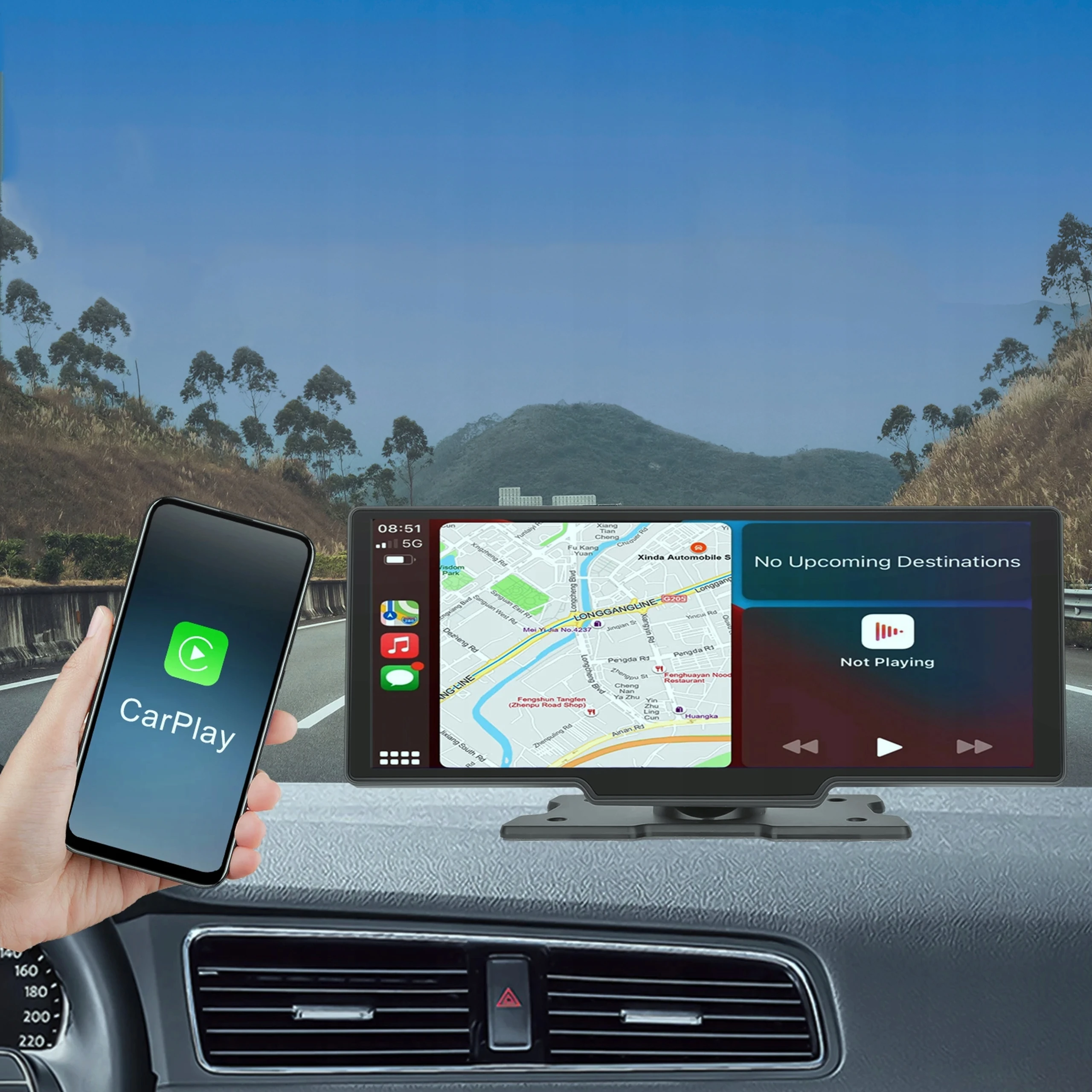 SmartDrive Skjerm 10.26″ - Universell Multimedia- og Bilradioskjerm I Carplay for Apple og Android Auto Image 4