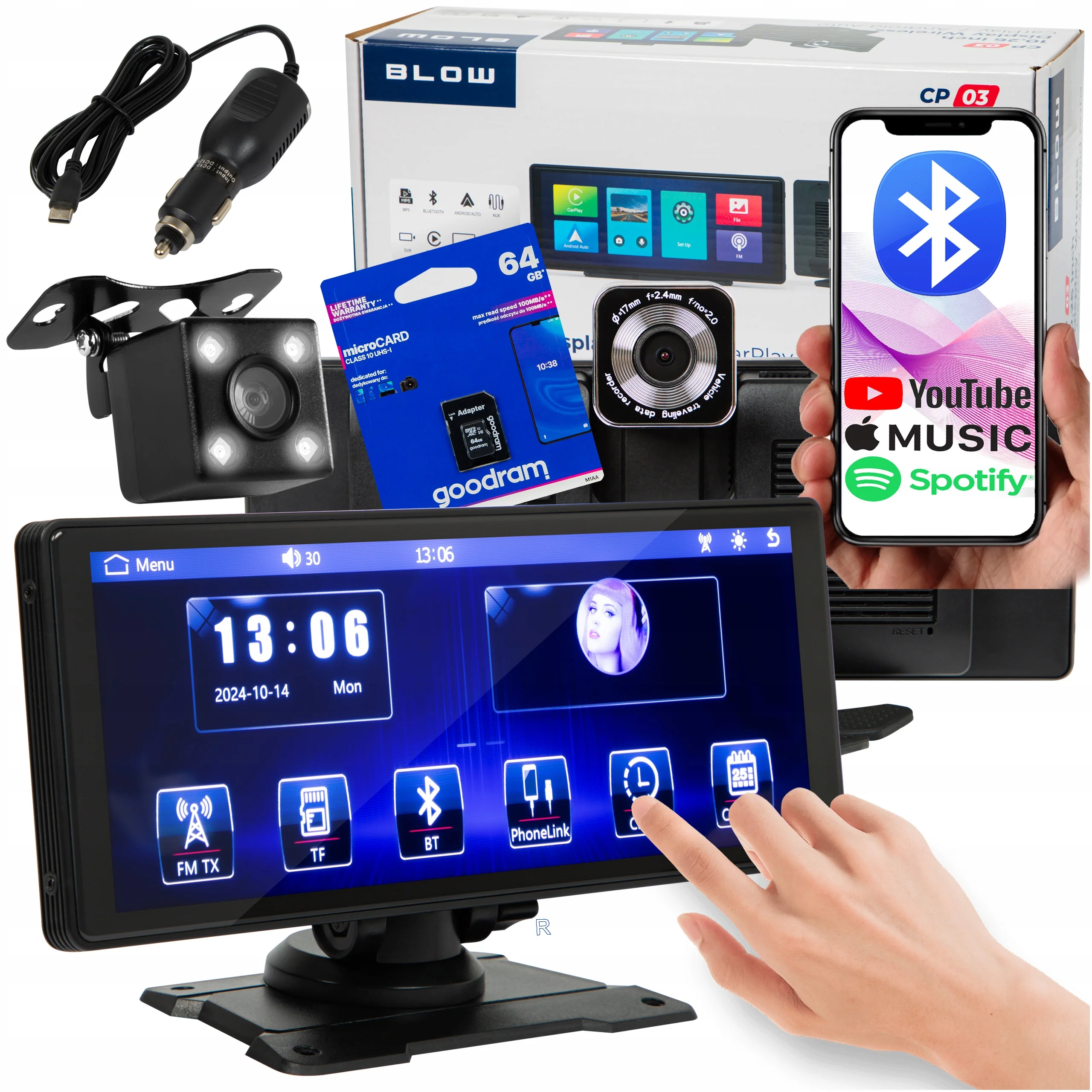 SmartDrive Skjerm 10.26″ - Universell Multimedia- og Bilradioskjerm I Carplay for Apple og Android Auto Image 5
