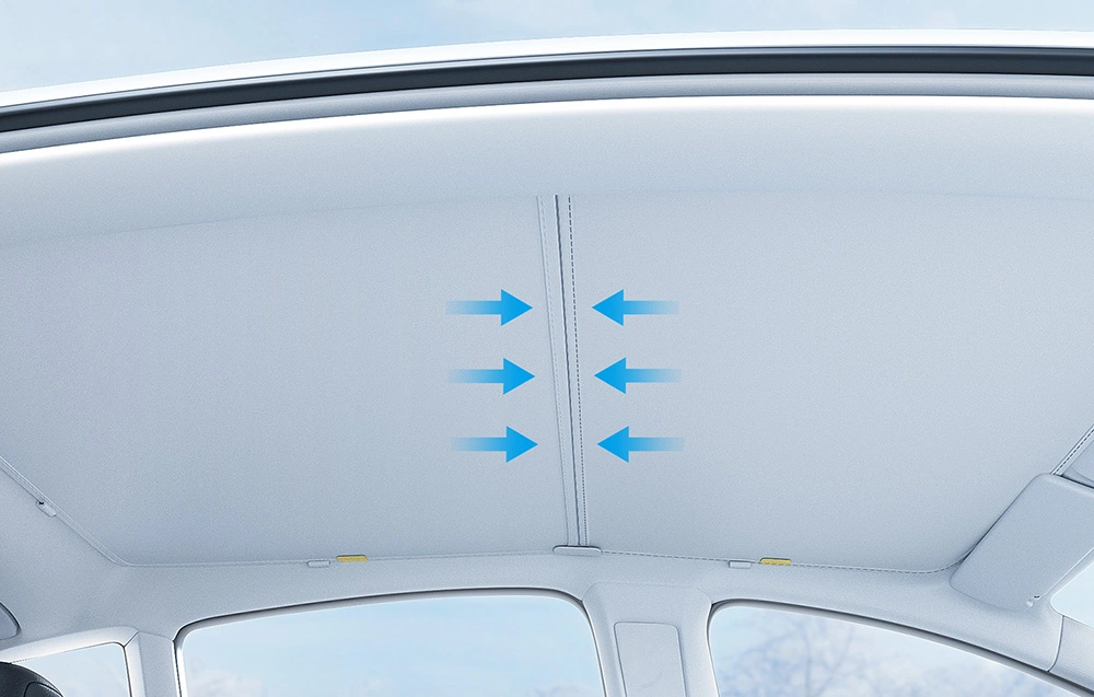Solskjerm til takvindu Tesla Model 3 2017 - 2023 │ Soltak beskyttelse Baseus T-Space Series Car Skylight Sunshade Double Layer Version Moon White Image 13