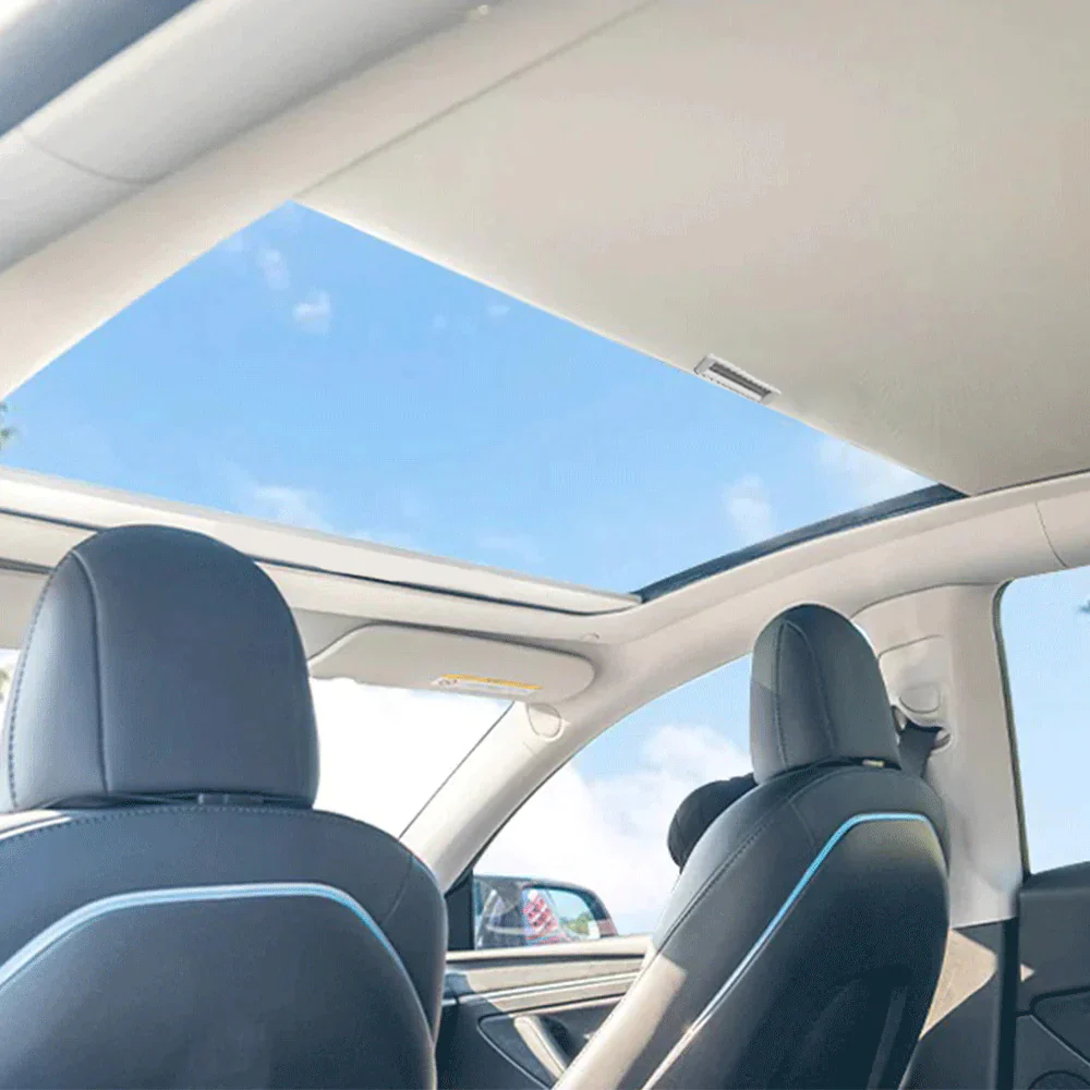 Solskjerm til takvindu Tesla Model 3 2017 - 2023 │ Soltak beskyttelse Baseus T-Space Series Car Skylight Sunshade Double Layer Version Moon White Image 16
