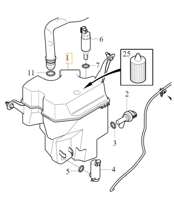 Spylervæskebeholder Volvo Genuine® S80 V70 XC70 2007-2016