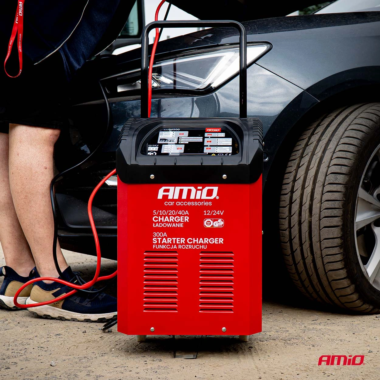 Startbooster og Batterilader AMiO 12V / 24V │ Proff Verkstedlader med Starthjelp 40A / 300A – bilde 2