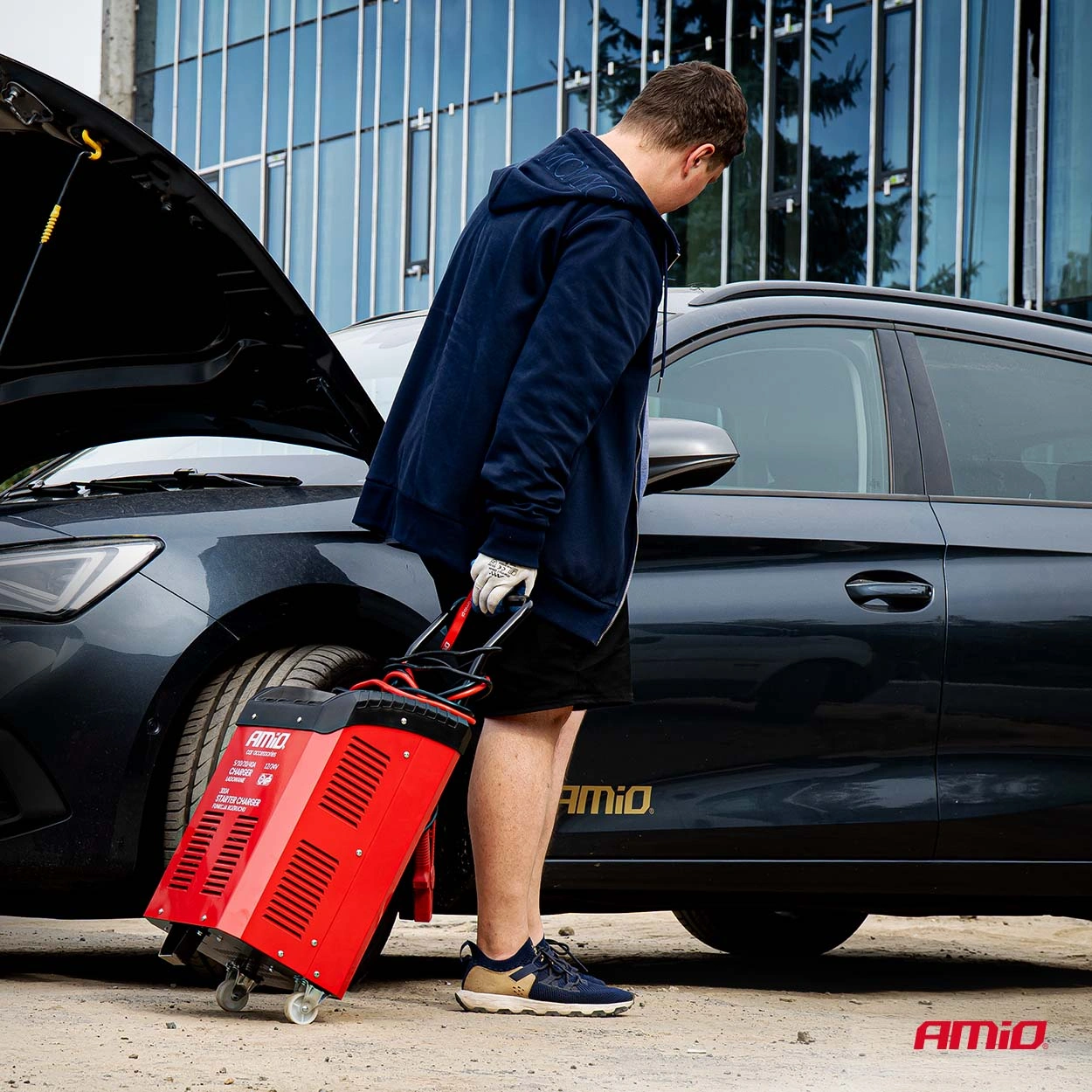 Startbooster og Batterilader AMiO 12V / 24V │ Proff Verkstedlader med Starthjelp 40A / 300A – bilde 5