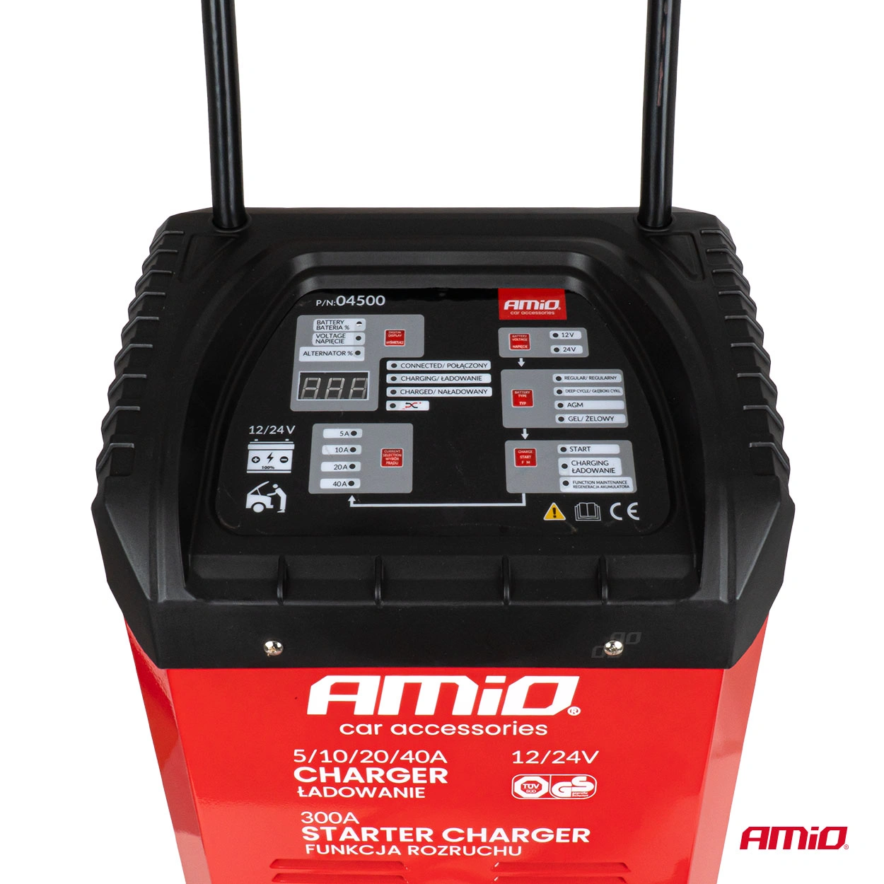 Startbooster og Batterilader AMiO 12V / 24V │ Proff Verkstedlader med Starthjelp 40A / 300A – bilde 8