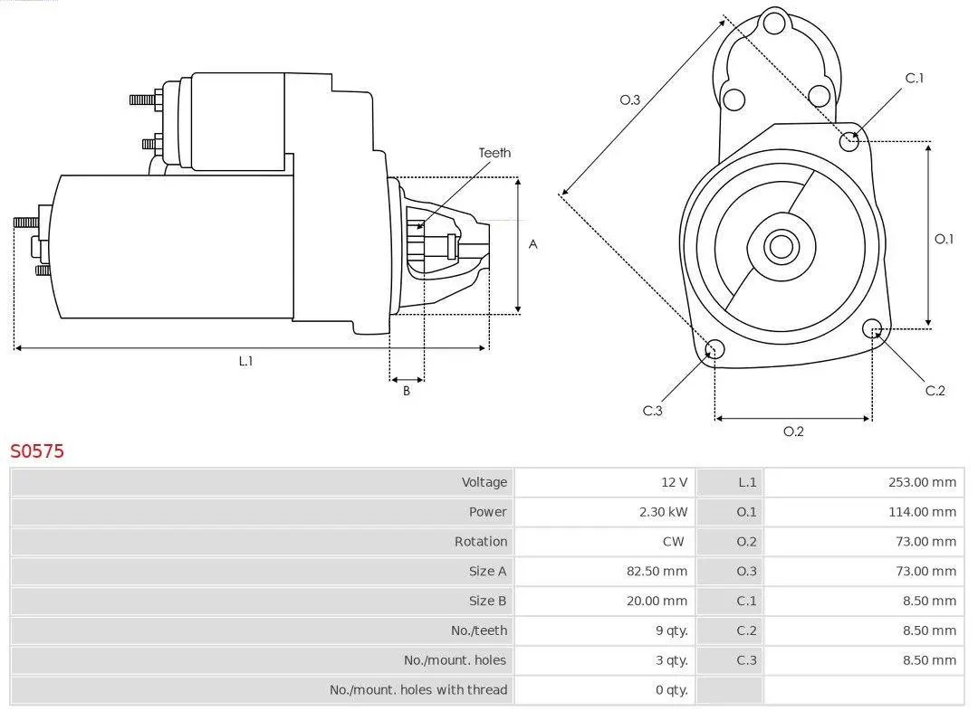 Starter Jeep Grand Cherokee II (WJ / WG)  3.1 TD │ AS-PL Starter motor Voltage [V]: 12; Number of Teeth: 9 – bilde 5
