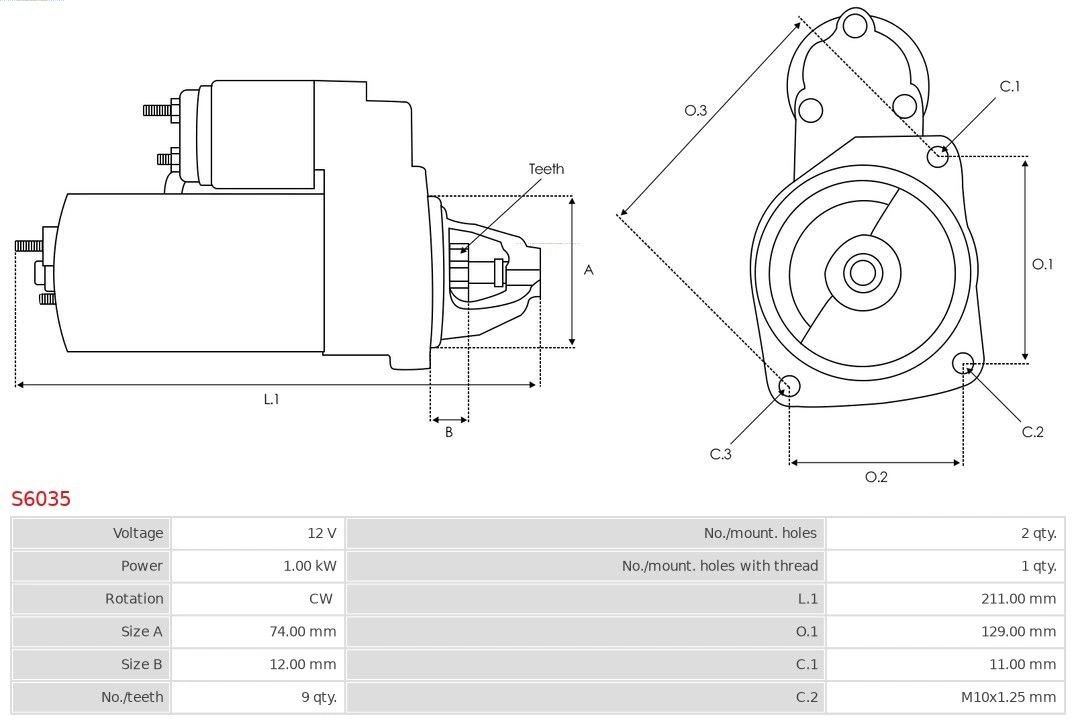 Starter Toyota Yaris │ 1kW AS-PL S6035 – bilde 5