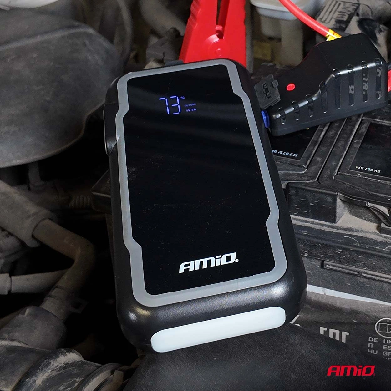 Starthjelp jumpstarter Booster 3 i 1 Amio 12 V │ Startbooster Powerbank LED 600A 12Ah – bilde 10
