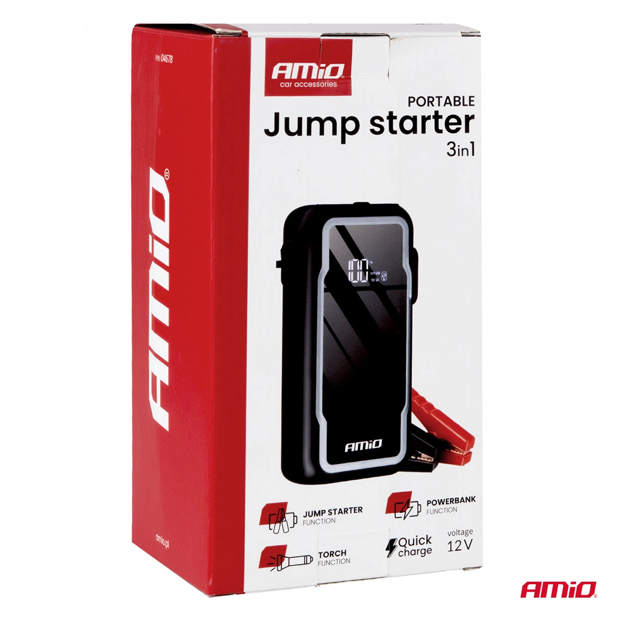 Starthjelp jumpstarter Booster 3 i 1 Amio 12 V │ Startbooster Powerbank LED 600A 12Ah – bilde 7
