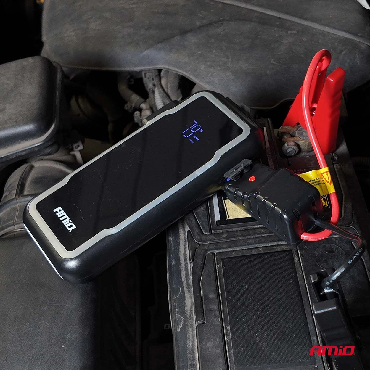 Starthjelp jumpstarter Booster 3 i 1 Amio 12 V │ Startbooster Powerbank LED 600A 12Ah – bilde 9