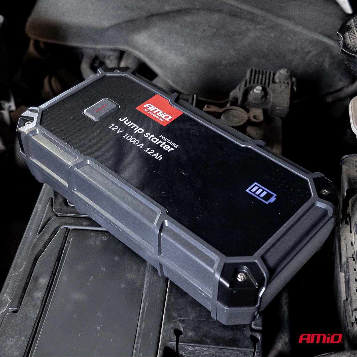 Starthjelp jumpstarter Booster 3 i 1 Amio Pro 12 V │ Startbooster Powerbank Kompresor LED 1000A – bilde 10