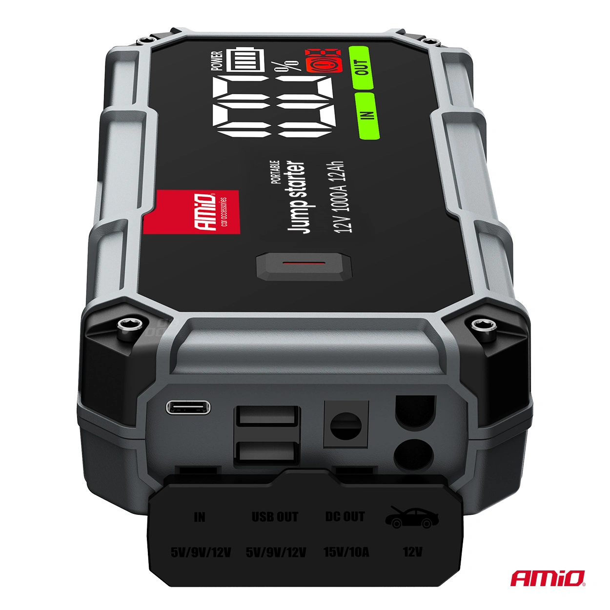 Starthjelp jumpstarter Booster 3 i 1 Amio Pro 12 V │ Startbooster Powerbank Kompresor LED 1000A – bilde 2