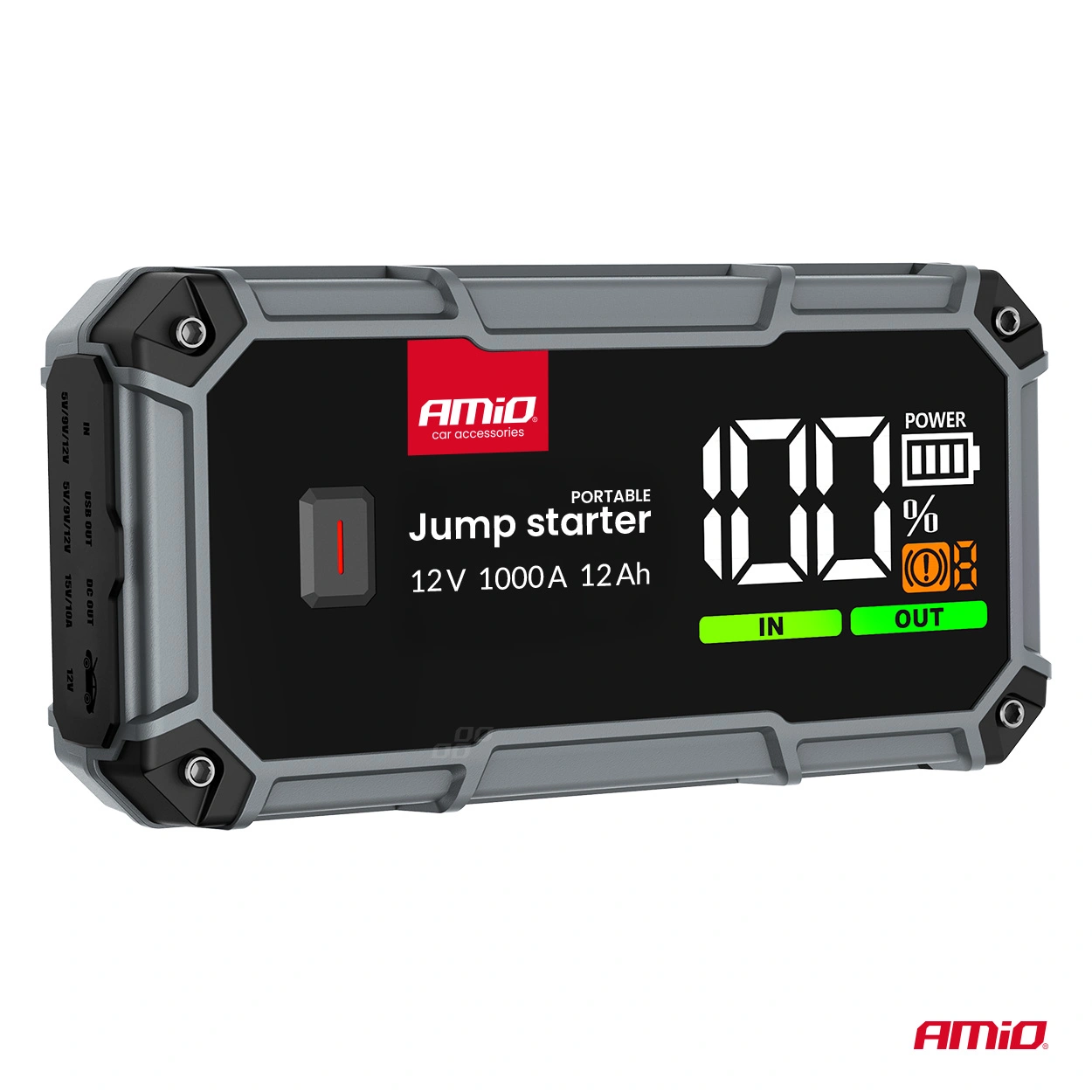 Starthjelp jumpstarter Booster 3 i 1 Amio Pro 12 V │ Startbooster Powerbank Kompresor LED 1000A – bilde 4