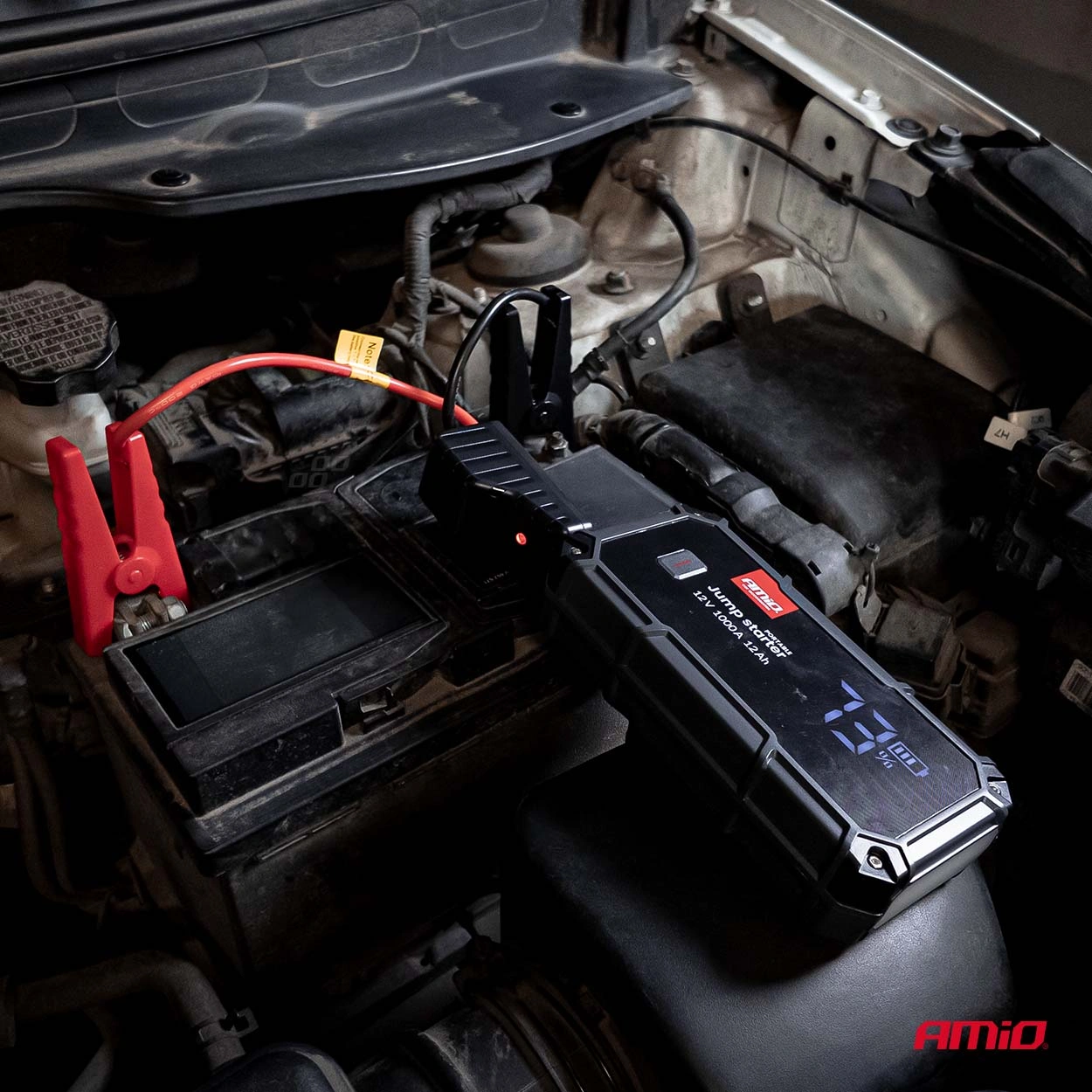 Starthjelp jumpstarter Booster 3 i 1 Amio Pro 12 V │ Startbooster Powerbank Kompresor LED 1000A – bilde 9