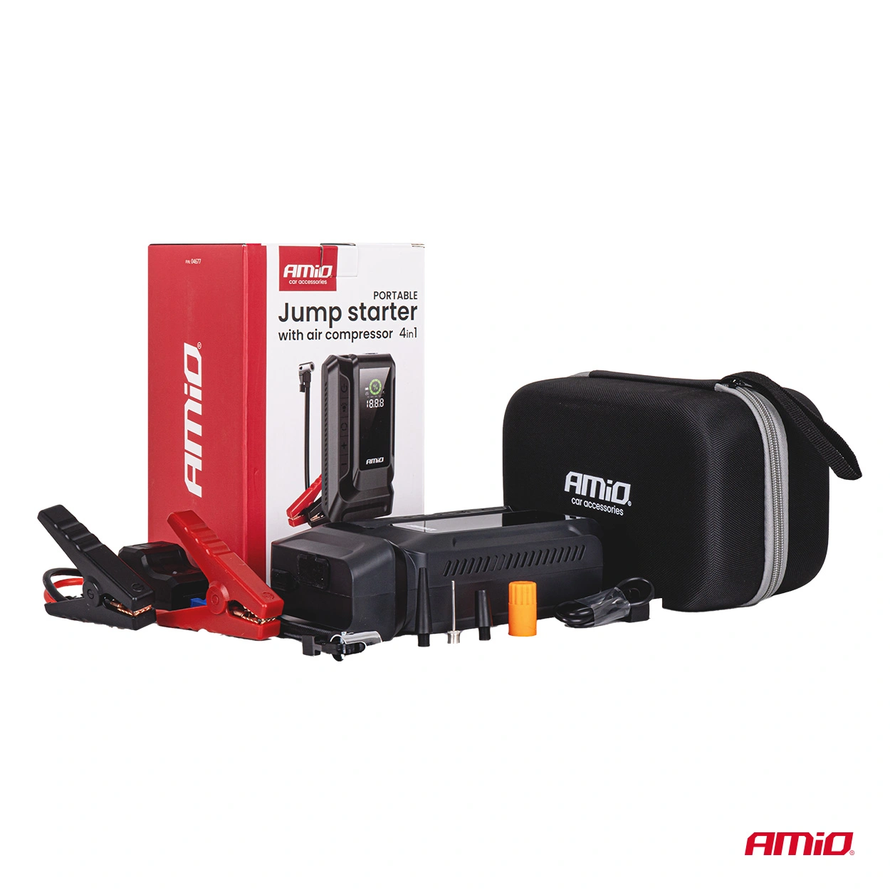 Starthjelp jumpstarter Booster 4 i 1 Amio 12 V │ Startbooster Powerbank Kompresor LED 1600A 12Ah – bilde 8