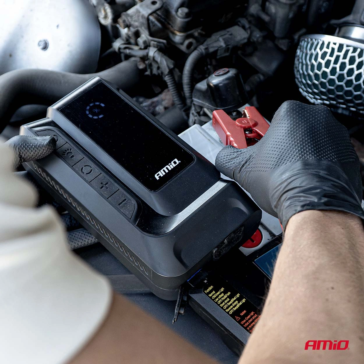 Starthjelp jumpstarter Booster 4 i 1 Amio 12 V │ Startbooster Powerbank Kompresor LED 1600A 12Ah – bilde 9