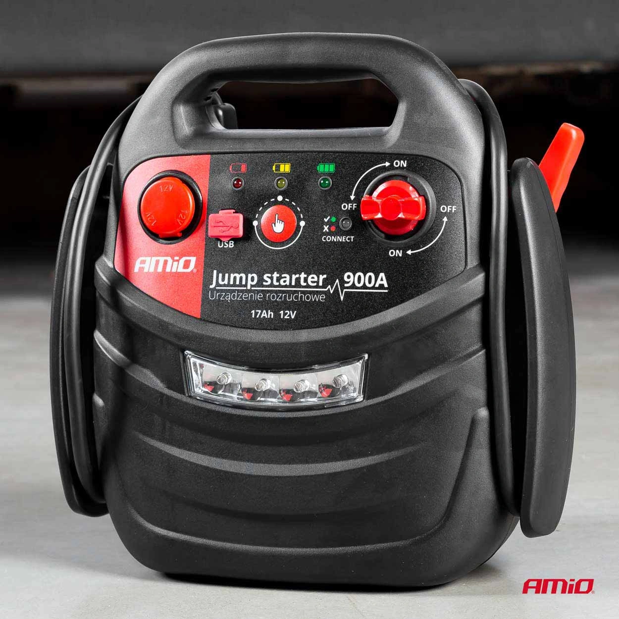 Starthjelp jumpstarter Booster 4 i 1 Amio 12 V │ Startbooster Powerbank Kompresor LED 900A 17Ah – bilde 15
