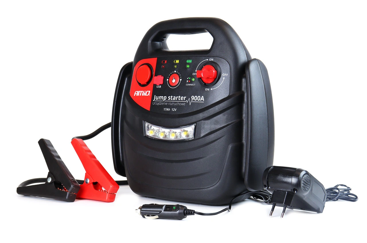 Starthjelp jumpstarter Booster 4 i 1 Amio 12 V │ Startbooster Powerbank Kompresor LED 900A 17Ah – bilde 5