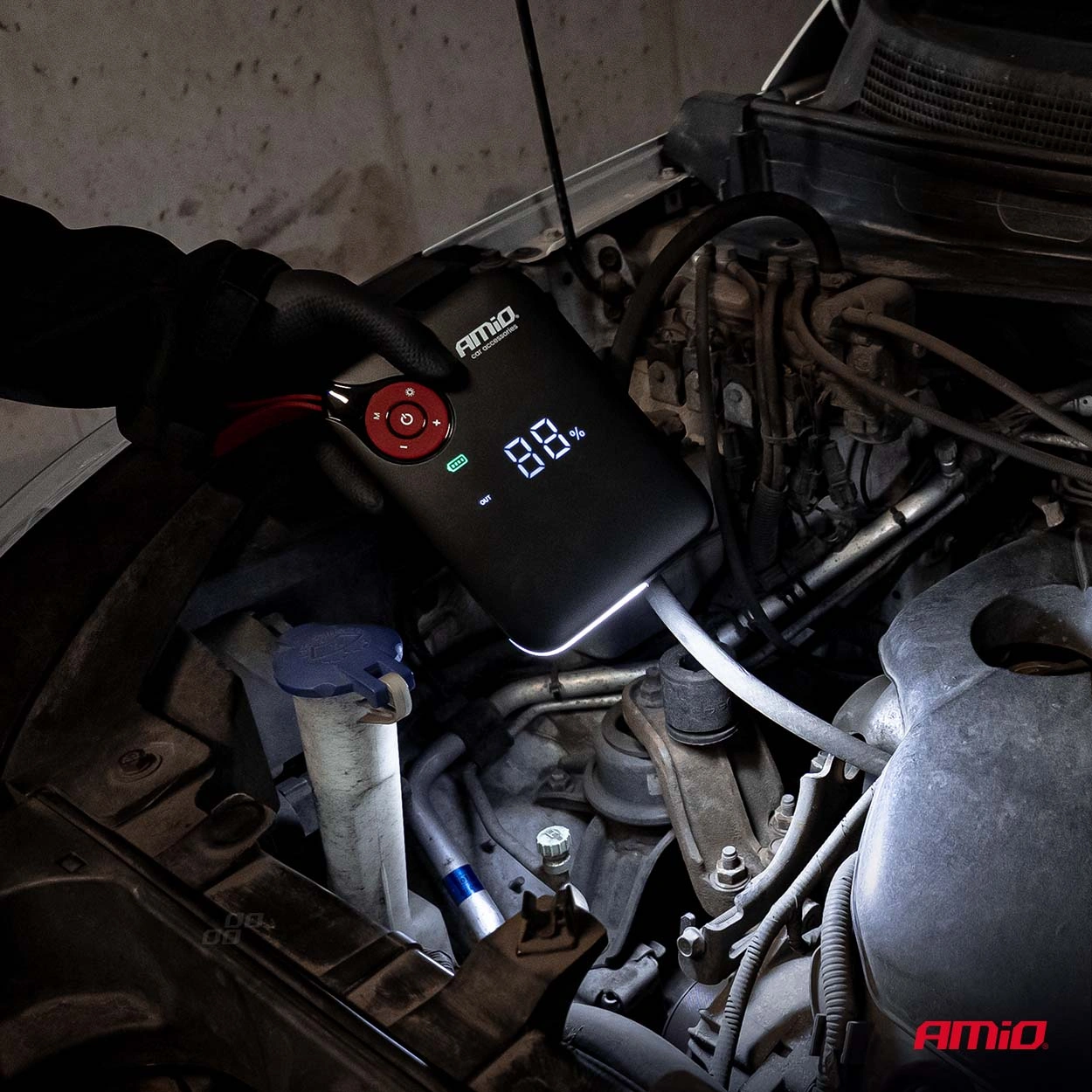 Starthjelp jumpstarter Booster 4 i 1 Amio Pro 12 V │ Startbooster Powerbank Kompresor LED 600A 7,2 Ah Image 10