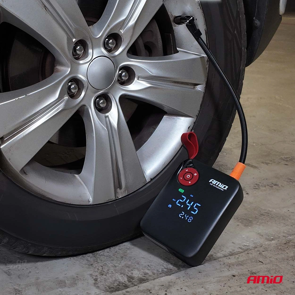 Starthjelp jumpstarter Booster 4 i 1 Amio Pro 12 V │ Startbooster Powerbank Kompresor LED 600A 7,2 Ah Image 11