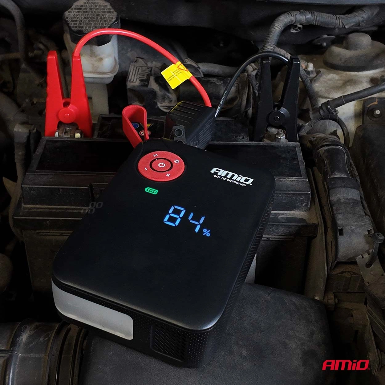 Starthjelp jumpstarter Booster 4 i 1 Amio Pro 12 V │ Startbooster Powerbank Kompresor LED 600A 7,2 Ah Image 9