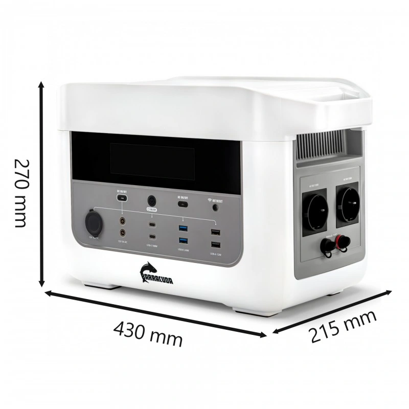 Stasjonær kraftstasjon Barracuda 1200W / 2400W LiFePO4 - 1075 Wh │ Bærbar strømstasjon – bilde 3