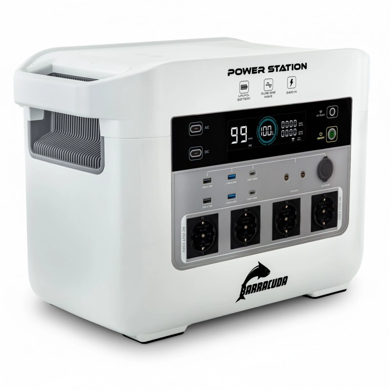Stasjonær kraftstasjon Barracuda 2400W / 4800W LiFePO4 - 2150 Wh │ Bærbar strømstasjon