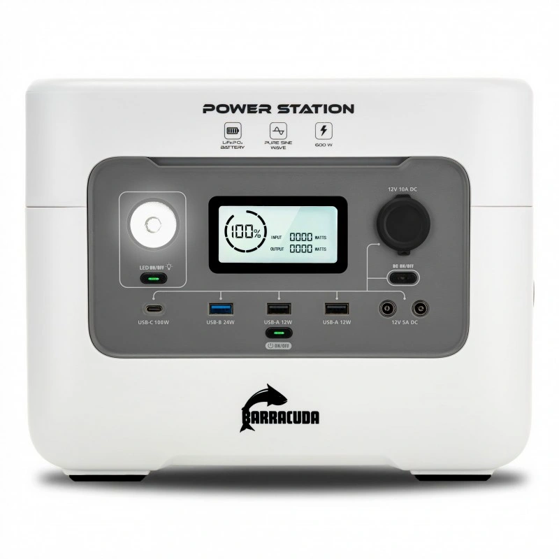 Stasjonær kraftstasjon Barracuda 600W / 1200W LiFePO4 - 576 Wh │ Bærbar strømstasjon – bilde 4