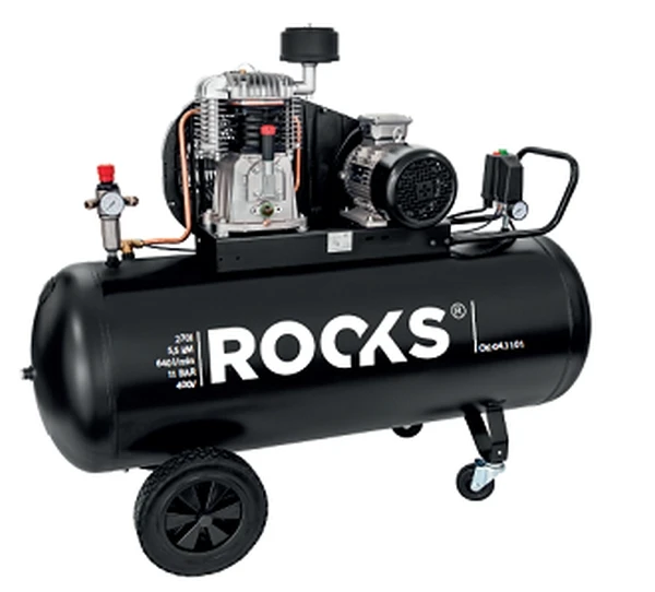 Stempelkompressor ROOKS totrinns 270 L 5,5 HK 640 l/min 11 bar 400 V