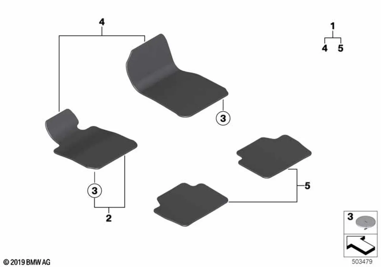 Stoffmatter BMW 2 Coupe (F22) / Cabriolet (F23) 2013 - 2021 │ bak - Genuine® Anthracite Rear Velour mats – bilde 2