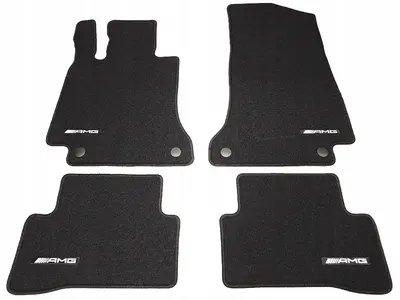 Stoffmatter Mercedes-Benz AMG C (W205 / S205) 2014 - 2021 │ Genuine® Black Velour Floot Mats - sett 4 stk.