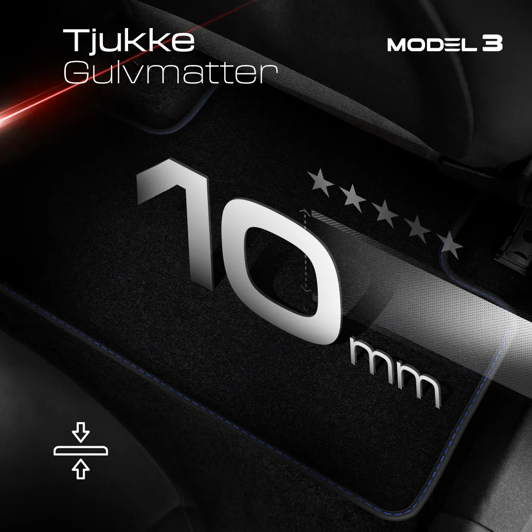 Stoffmatter Tesla Model 3 2017 - 2025 │ med frunkmatte Blue Edition Premium Textile Floor Mats – bilde 5