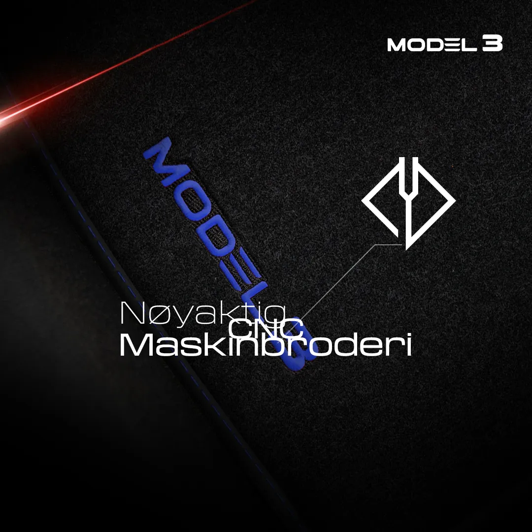 Stoffmatter Tesla Model 3 2017 - 2025 │ med frunkmatte Blue Edition Premium Textile Floor Mats – bilde 6