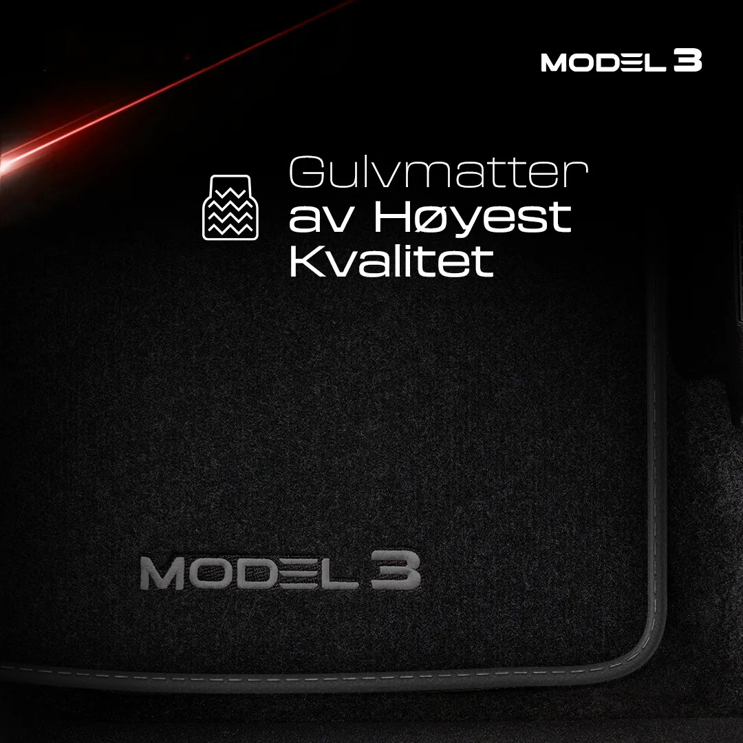 Stoffmatter Tesla Model 3 2017 - 2025 │ med frunkmatte Grey Edition Premium Textile Floor Mats – bilde 2