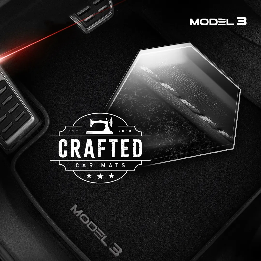 Stoffmatter Tesla Model 3 2017 - 2025 │ med frunkmatte Grey Edition Premium Textile Floor Mats – bilde 5