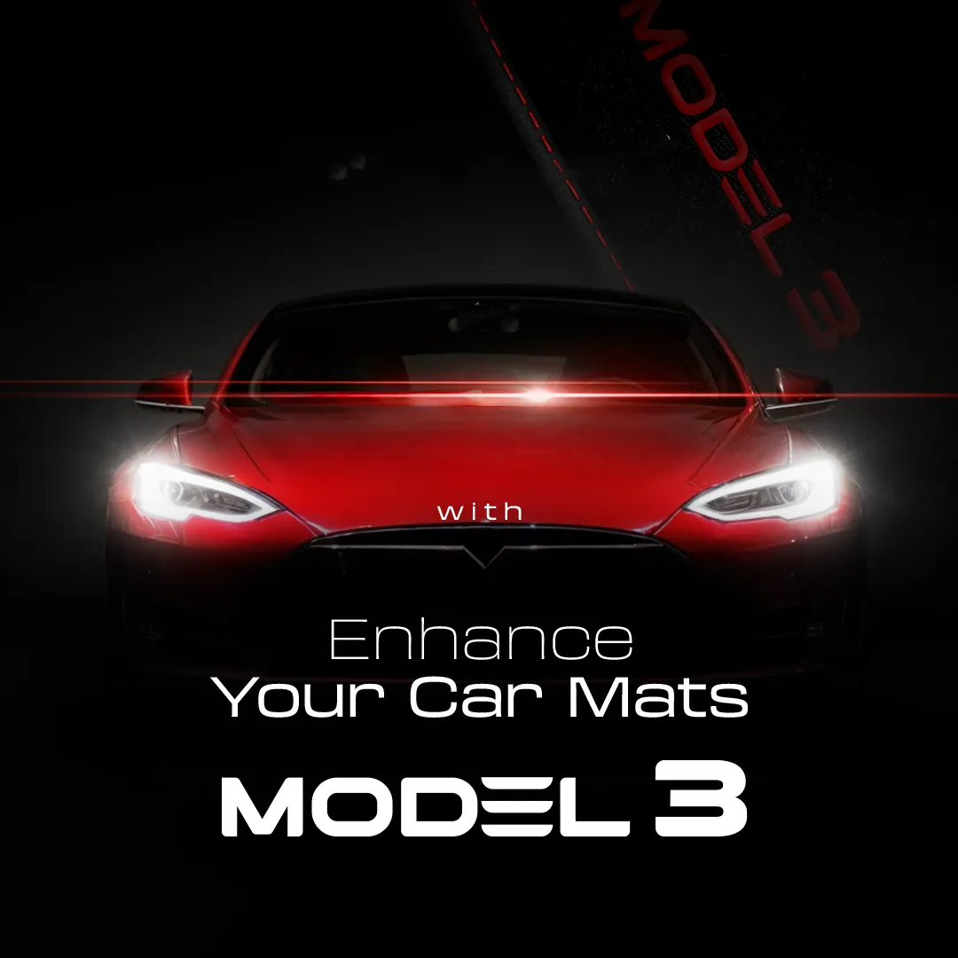 Stoffmatter Tesla Model 3 2017 - 2025 │ med frunkmatte Red Edition Premium Textile Floor Mats – bilde 4