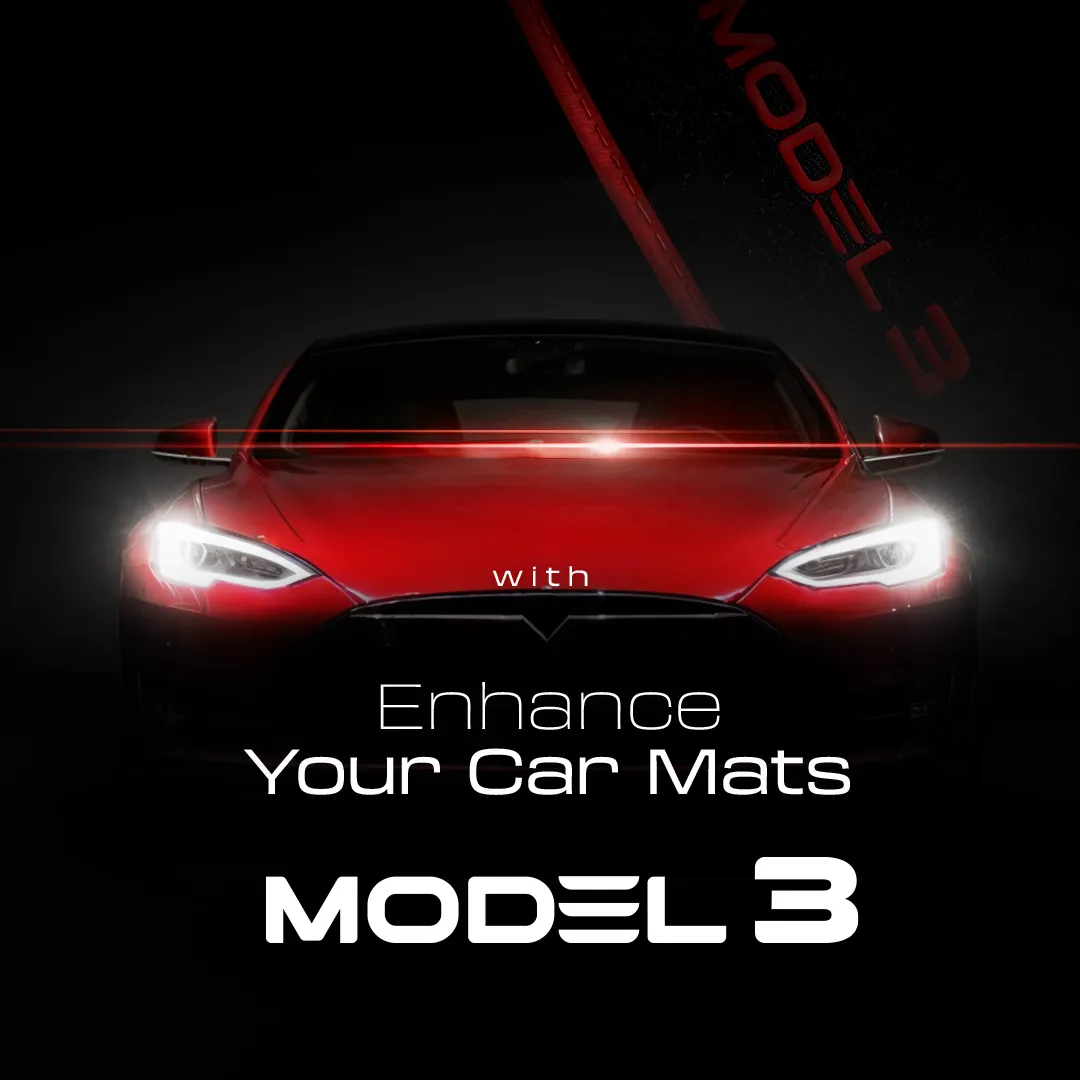 Stoffmatter Tesla Model 3 2017 - 2025 │ med frunkmatte Red Rosa Edition Premium Textile Floor Mats – bilde 3
