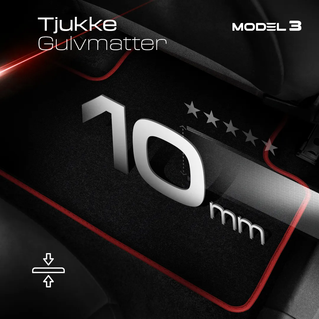 Stoffmatter Tesla Model 3 2017 - 2025 │ med frunkmatte Red Rosa Edition Premium Textile Floor Mats – bilde 5