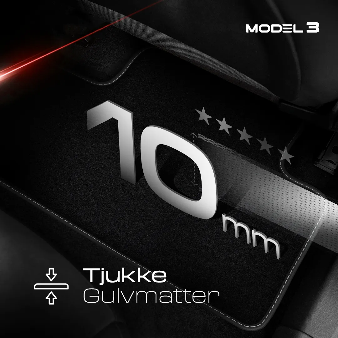 Stoffmatter Tesla Model 3 2017 - 2025 │ med frunkmatte White Edition Premium Textile Floor Mats – bilde 6